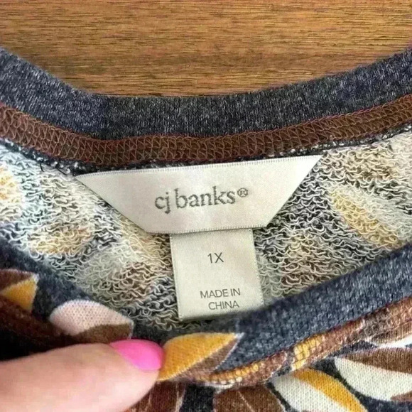 Cj Banks Leaf Blouse/ Sweatshirt 3/4 Sleeve Size 1X - Picture 9 of 11